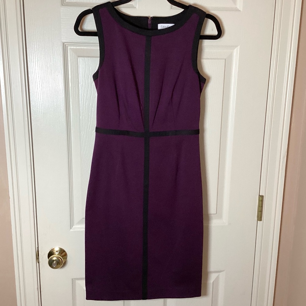 Calvin Klein Purple & Black Sleeveless Sheath Dress - Size 2